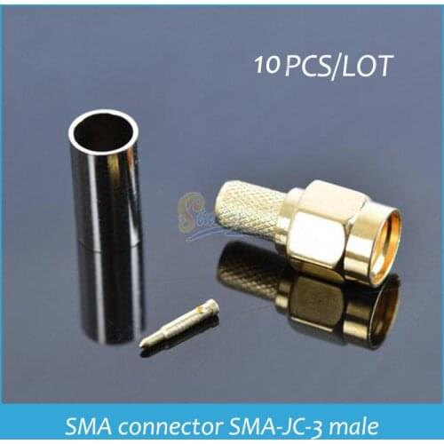 Sindax SMA male Connector adapter SMA male Plug crimp SMA male connector plug for RG58 LMR195 RG400 RG142 RF SMA connector 10pcs