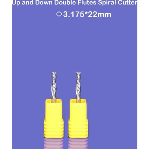 2pc 3.175x22mm UP&DOWN Double Flutes Composite Cutter Wood Cutter End Mill Woodworking Milling Engraving Machine Cnc Router Bit