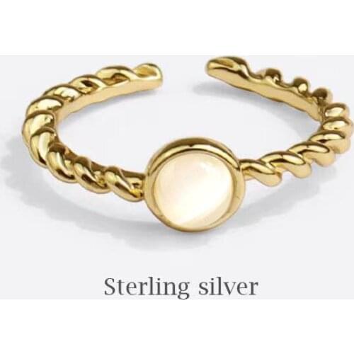 2021 Trendy Womens Ring Gold Color Filled Ring Silver Jewelry Opal Stone Twist Adjustable Lover Couples Rings Birthday Gift