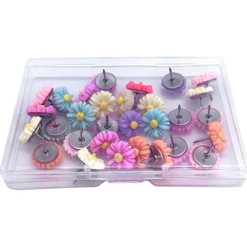 30Pcs Creative Resin Flower Thumbtacks Thumbtack Cork Board Nail