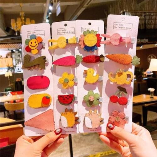 5 Piece Cute Cartoon Animal Hair Pins For Girls Hair Accessories Set Baby Clip Hair Trim Tools Barrttes Headdress Hairpin