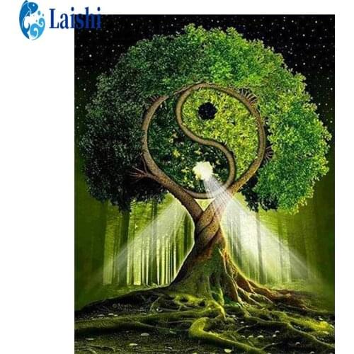 5D DIY Abstract tree sunlight Diamond Painting Rhinestone Embroidery Cross Stitch Kit Mosaic Diamond Art Home Decoration Picture