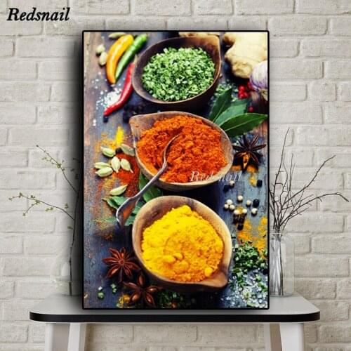 DIY Diamond painting cross-stitch 5D Full Drill mosaic Diamonds Embroidery Grains Spices Spoon Peppers Food kitchen decor EE876