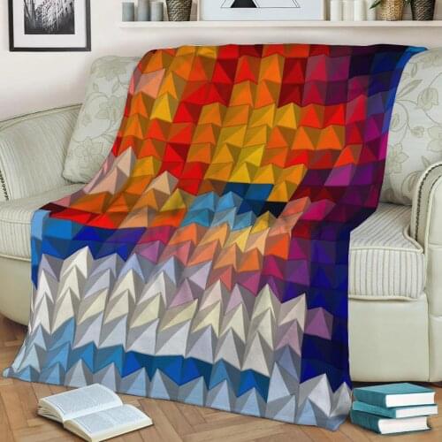 Abstract Geometric Pattern 3D Printed Velvet Plush Throw Fleece Blanket Bedspread Sherpa Blanket Home Decora