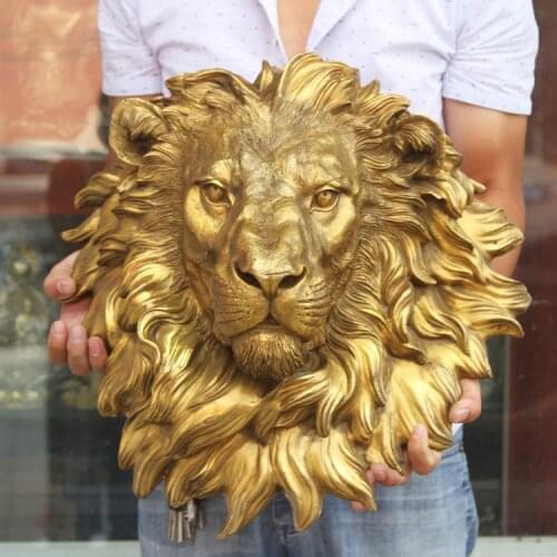 Large Huge - HOME Shop company hall wall TOP COOL decorative art thriving business Money Drawing brass Africa lion art statue