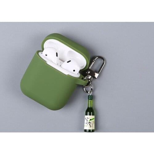 Korean Bottle Earphone Case for Airpods Accessories Protective Bag Anti-lost Strap Cartoon DIY Silicone Girl Case For Airpods