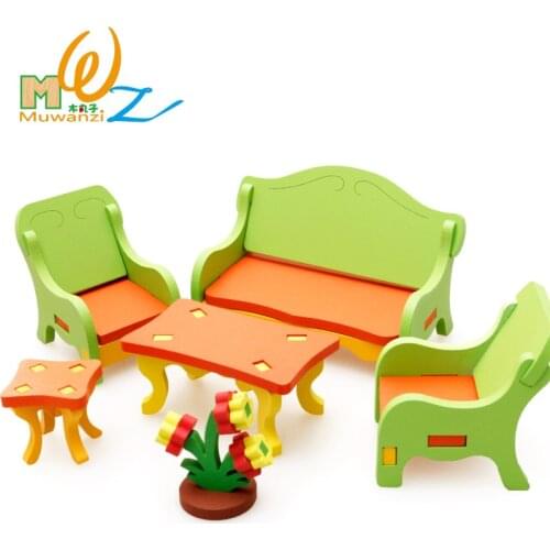 Childrens wooden creative educational toys 3D model wooden three-dimensional puzzle board mini furniture toys M28