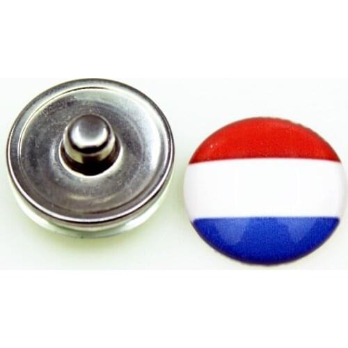 Flag Of Netherlands 20pcs/lot Snap Buttons fit 18mm Ginger Button Snap Bracelet&Bangles Letters DIY Snap Jewelry Charms