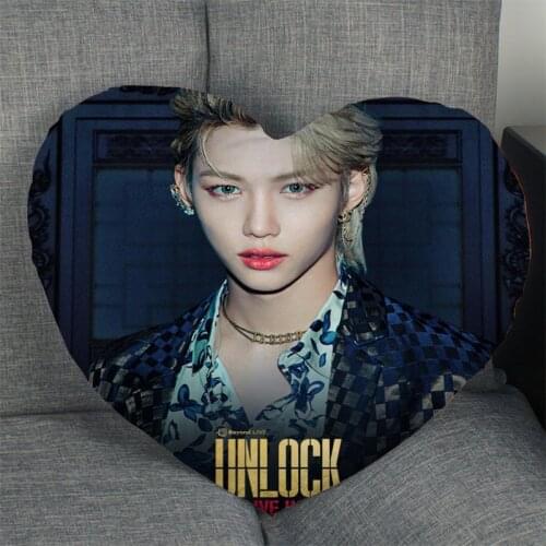 Hot Sale KPOP Felix Pillow Case Heart Shaped Zipper Pillow Cover Satin Soft No Fade Pillow Cases Home Textile Decorative