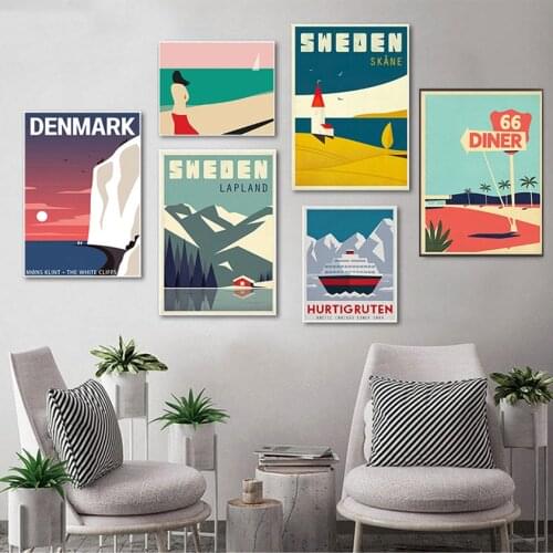And Prints Home Decor For Living Room Sweden Denmark Travel Vintage Poster Wall Art Canvas Painting Nordic Pictures