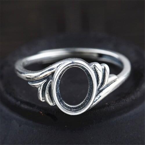 Ring Blank for 6x9mm/7x10mm Oval Cabochons Thai Sterling Silver Adjustable Band Ring Setting JZ0006