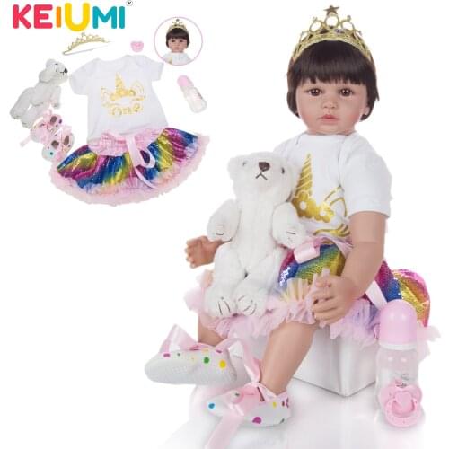 24 Inch KEIUMI Princess Reborn Baby Dolls Cute Soft Silicone Reborn Bebe Toys Doll Gift To Child Birthday Surprise