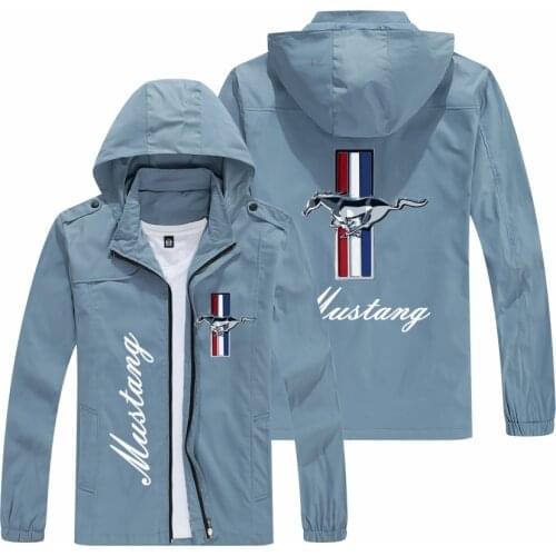 2021 Spring Autumn New Mens Mustang Car Logo Jackets Zipper Hoodie Male Casual Windbreaker Sportswear Motorcycle Jacket Men Coat