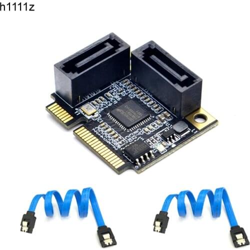 2 Ports Mini PCI-E PCI Express to SATA 3.0 Converter Hard Drive Extension Card with SATA Cable for PC Computer Add On Cards SATA