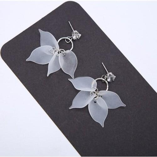Hot Fashion Big White Flower Earrings For Women Jewelry Elegant Scrub Petal Earrings Crystal Ear Studs Jewelry Gift Wholesale