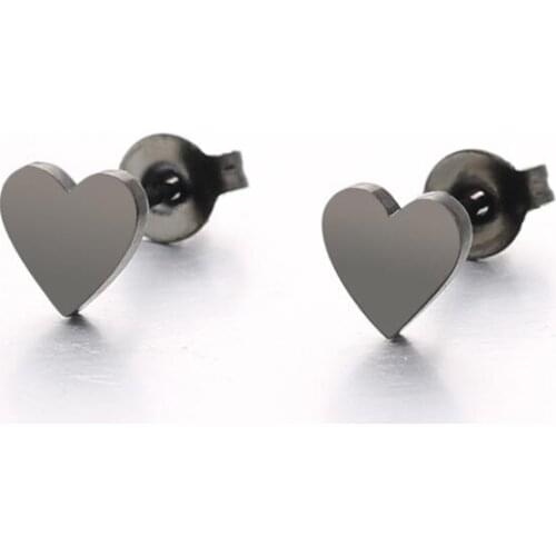 8MM DOUBLEHEE 40 Heart Trend Brief Titanium Stainless Steel 3 Colors Plated Men Earring Stud Earrings For Women Classic Jewelry