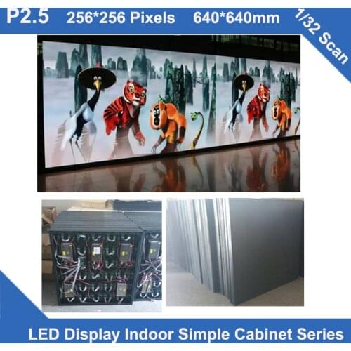 Free control system P2.5 indoor simple Cabinet 640mm*640mm 1/32 scan video led screen fixed installation advertising LED show TV
