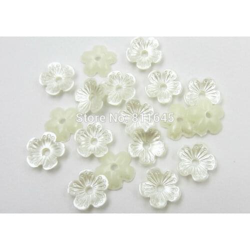 100pcs/lot 11mm Ivory Flower Shape Scrapbook Simulated Pearl Beads Sewing Button Beading DIY Material Findings
