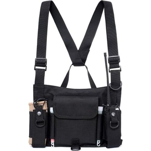 Tactical Military Outdoor Vest Radio Harness Walkie-talkie Hand Vest Chest Rig Pack Pouch Rescue Security Duty Chest Bag