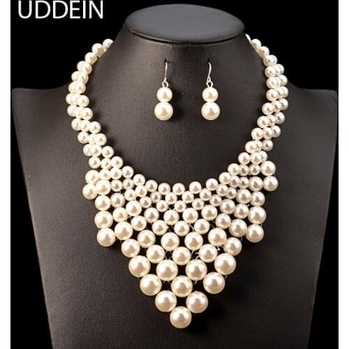 UDDEIN Nigerian Wedding Indian Jewelry Sets Bib Beads African Beads jewelry Sets Bridal Party Necklace simulated pearl chokers