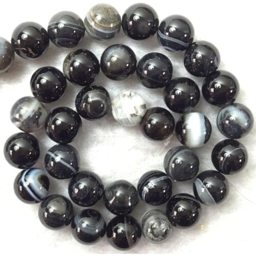 Black striped natural stone 6mm 8mm 10mm 12mm onyx round carnelian agat loose beads hot sale elegant jewelry making 15inch BV213