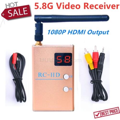 FPV 5.8G 5.8GHz 48 Channels RC-HD Video Receiver 1080P HDMI Output & A/V and Power Cables For FPV Racing Drone