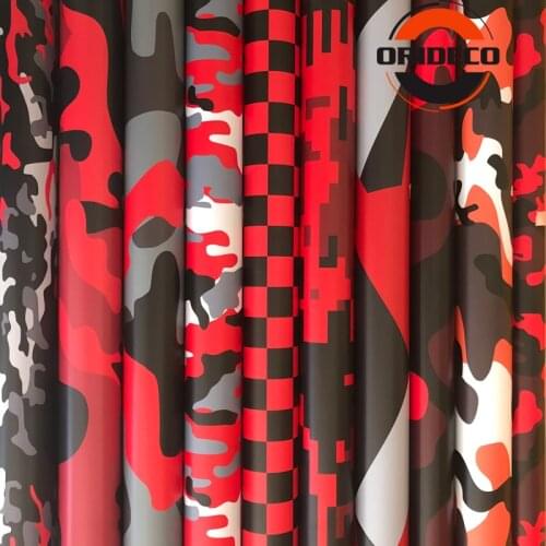 Hot Sale 10/20/30/40/50cm*152cm Red Black Camouflage Adhesive PVC Vinyl Film Car Wrap For Motorcycle Truck Car DIY Decal