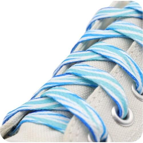 Weiou New Cute Printed Blue And White Wave Shoelaces 0.8 Cm Flat Ladies Favourite Children Womens Shoe Laces Best Match Canvas