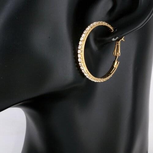 Gold Round Crystal Earrings Women Hip Hop Ring Earrings Party Big Circle Bride Large Rhinestones Gift Valentines Day Gifts