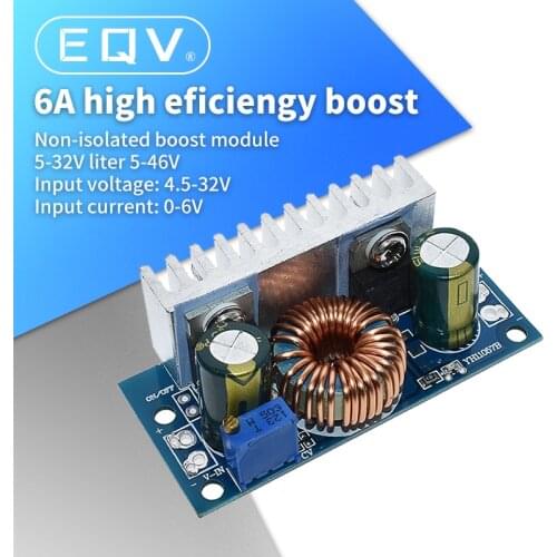1Pcs DC-DC Boost Converter Non-isolated Step-Up Power Supply Module With Heat Sink Adjustable 4.5V-32V to 5-42V 6A