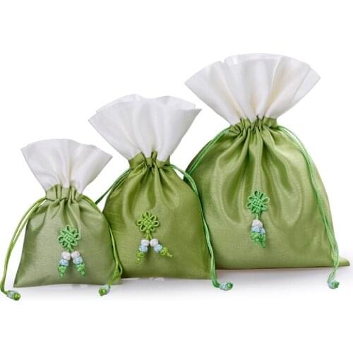 1pc 18*24cm Green Wedding Favor Bags Sachet Cosmetic Bags Drawstring Bags Jewelry Packaging Pouches