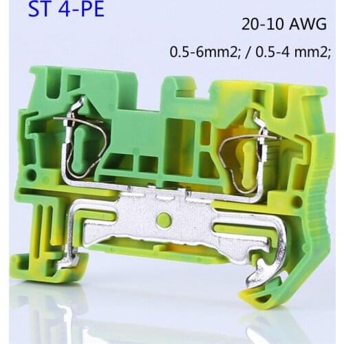 10pcs ST4-PE Phoenix Type Din Rail Ground Earth Universal Spring Quick Connector United Modular Terminal Block ST-4PE