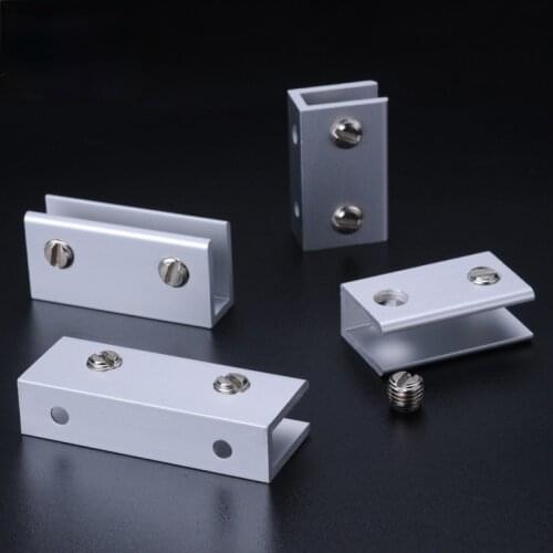 12PCS Glass Clamps for 5/8/10mm Shelves Holder Corner Bracket Clamp Aluminum Thick Glass Clips 6 Sizes 8x40mm 10x60mm