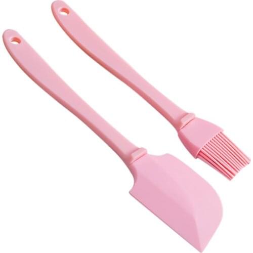 2Pcs Food Grade Silicone Spatula Brush Set Portable Silicone Spatula Baking Oil Brush DIY Kitchen Baking Tools Accessories