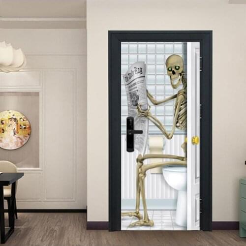 2pcs/set Halloween Door Stickers Removable 3D Skull Wall Mural Decal PVC Decor 667A