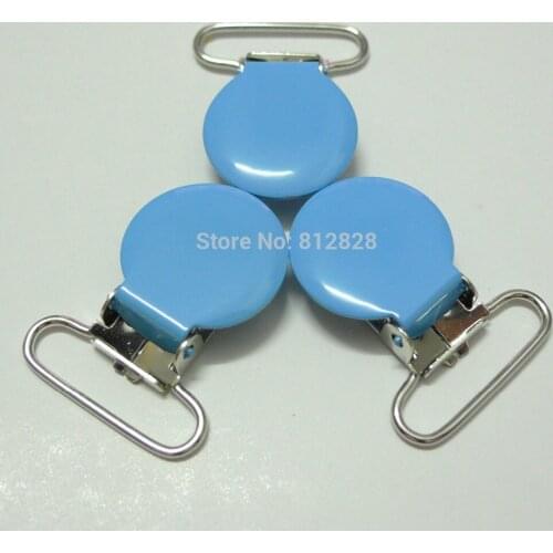 25pcs 1'' 25mm Wide Blue Color Enamel Pacifier Clips
