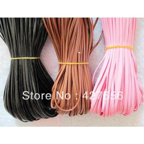 3mm wide Flat Bright Faux Leather Cord String Rope Charm Finding, Beading String, For Bracelet & Necklace,DIY Jewellry Accessory