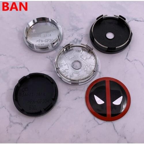 4pcs 56mm 60mm deadpool Car logo Wheel Center Cap rim Badge dust-proof covers decal refit Creative decoration emblem sticker