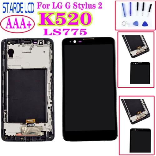 AAA+ For LG G Stylus 2 LS775 K520 Black LCD Touch Screen Digitizer LCD Display Assembly with Frame for G Stylo 2 LCD
