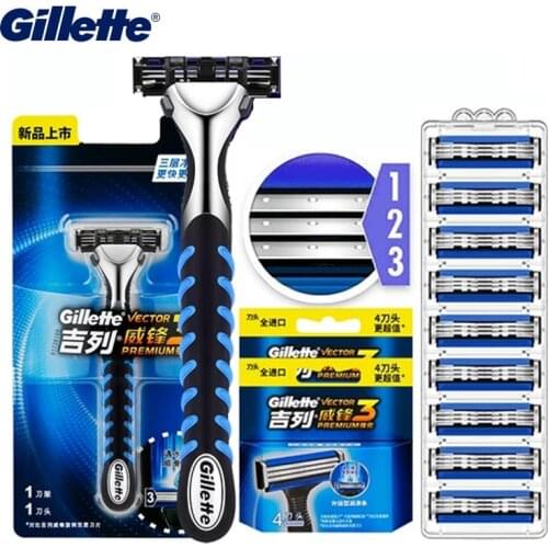 Gillette Vector 3 Mens Razor Shaving Blades Safety Razors Beard Hair Removal Ultra Thin 3 Layer Sharp Shaver Replace Refills