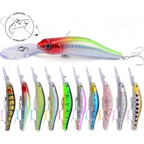 Artificial ABS Plastic Long Mouth Hard Bait Bionic Bait 10Pcs/set 12cm/13.4g 3D Eye Sea Fishing Lure Outdoor Lake 6#WIth Hook