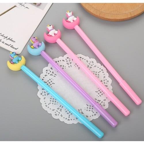 3Pcs/lot Kawaii Moon Unicorn Gel Pen for Girl Creative Black Signature Pens for Writing Handle Office Stationery School Supplies