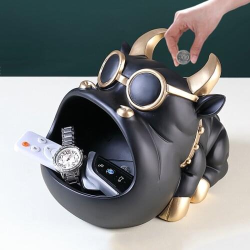 Bulldog Piggy Bank,Dog Statue With Storage Box,Animal Figurines Home Décor, Coin Holder Decorative Box,Piggy Bank for Kids Coin