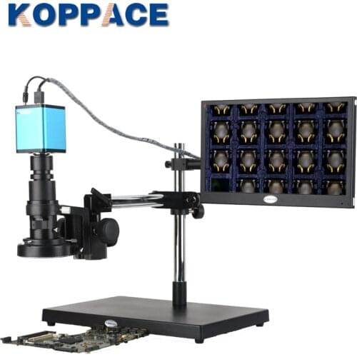KOPPACE 15X-100X AutoFocus Microscope Universal Bracket HDMI HD Microscope Can Take Pictures and Videos 13.3 Inch HD Display