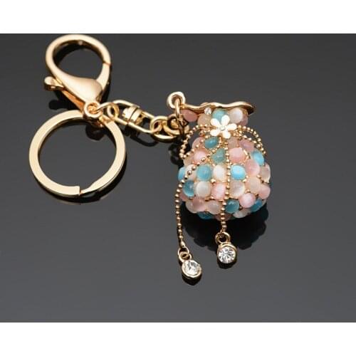 Lovely Trinkets Opal Lucky Bag Key Rings Key Holder Romantic Colorful Style Wally Decorated Women Key Chains Good Luck EH803