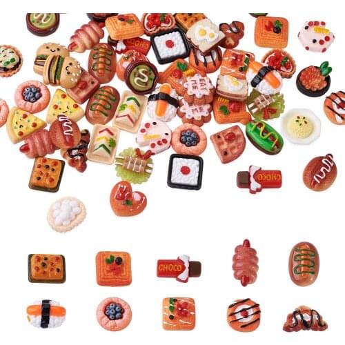 Mini Bread Cake Pizza Chocolate Simulation Food Flat Back Resin Cabochon Kit For DIY Hairpin Jewelry Making Scrapbook Crafts