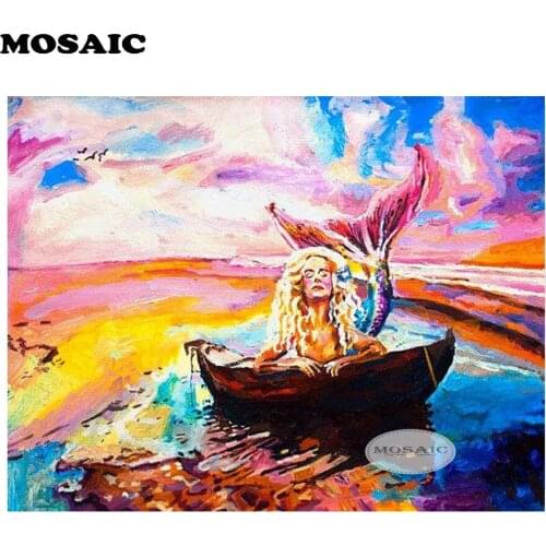 Mosaic,5d diy Diamond Embroidery,mermaid Full Diamond Painting Cross Stitchs Needlework Mosaic Rhinestone Picture Handmade Gift
