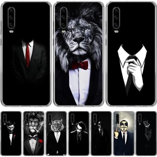 Man Suit Shirt Tie Phone Case for Huawei P30 P40 P20 P10 Mate 20 10 30 Lite Pro P Smart Z Plus + Art Luxury Cover Coque