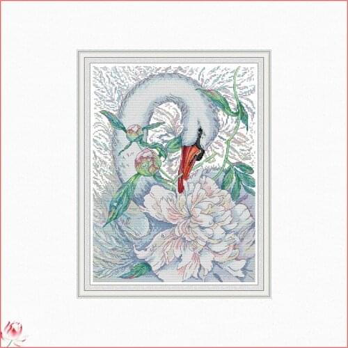 White Swan Cross Stitch Kits Animal Patterns Printed Canvas Embroidery Needlework Sets 11CT 14CT DIY Crafts Home Deco Painting