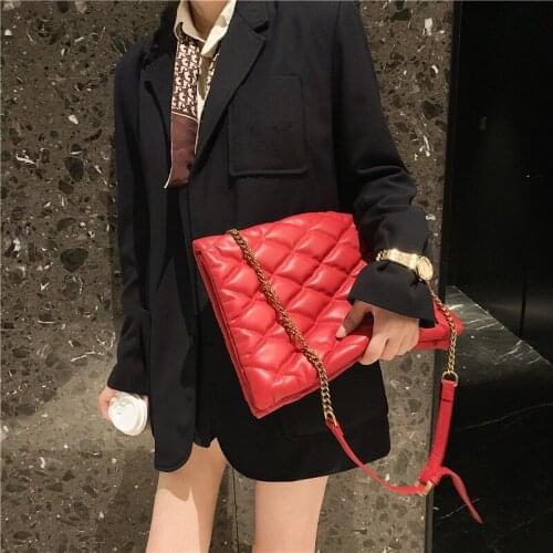 New fashion solid color chain rhombic bag single shoulder straddle womens bag